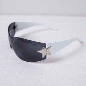 y2k rimless style white star wrap sunglasses